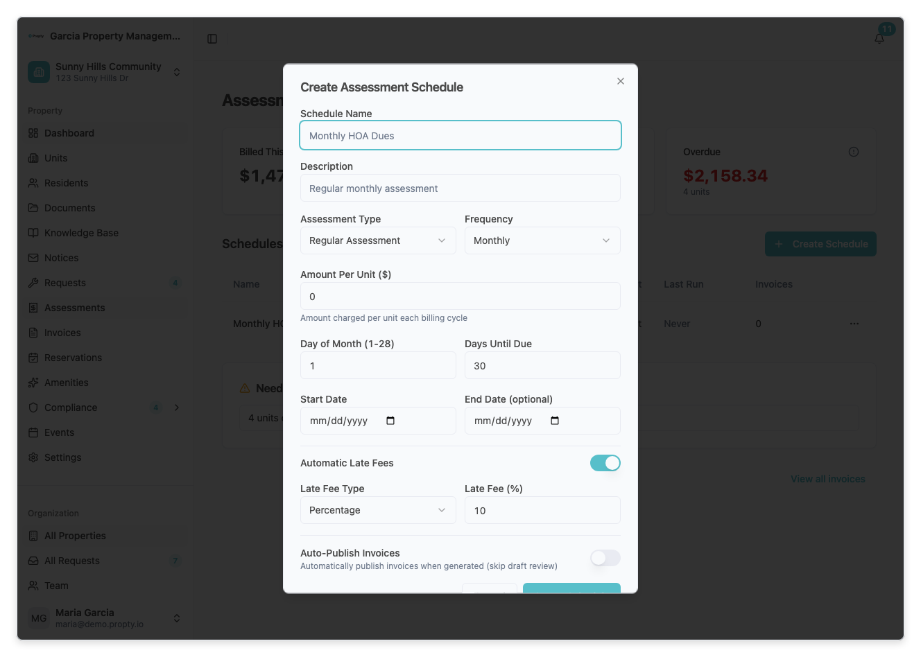 Create Schedule button highlighted