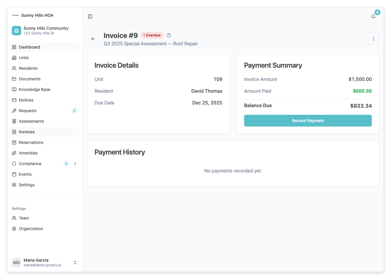 Void invoice dialog