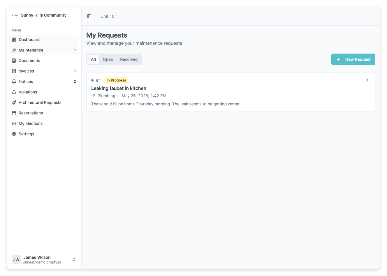 Request submitted confirmation