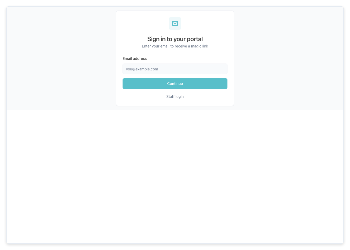 Página de inicio de sesión del portal