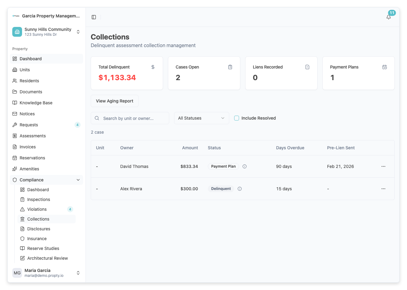 Collection case detail with Create Payment Plan button